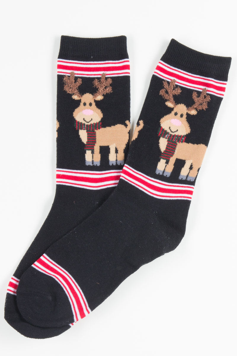 Black Reindeer Socks