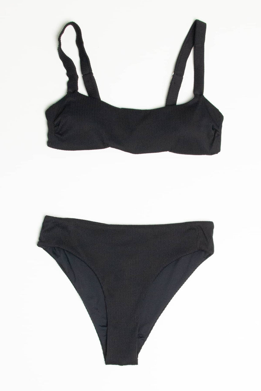 Black Ribbed Bikini Top 1