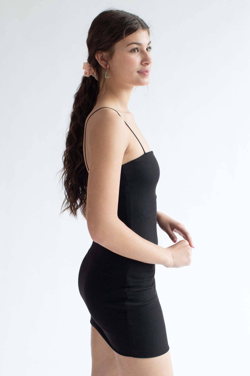 Black Ribbed Cami Dress 1