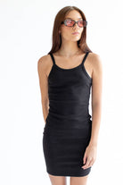 Black Ribbed Cami Low Back Mini Dress