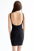 Black Ribbed Cami Low Back Mini Dress