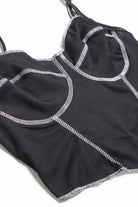 Black Ribbed Contrast Seam Bustier Cami