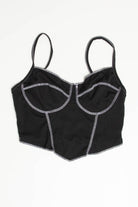 Black Ribbed Contrast Seam Bustier Cami