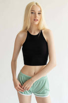 Black Seamless Ribbed Sports Bra