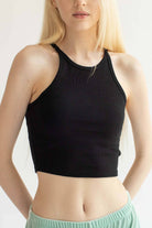 Black Seamless Ribbed Sports Bra