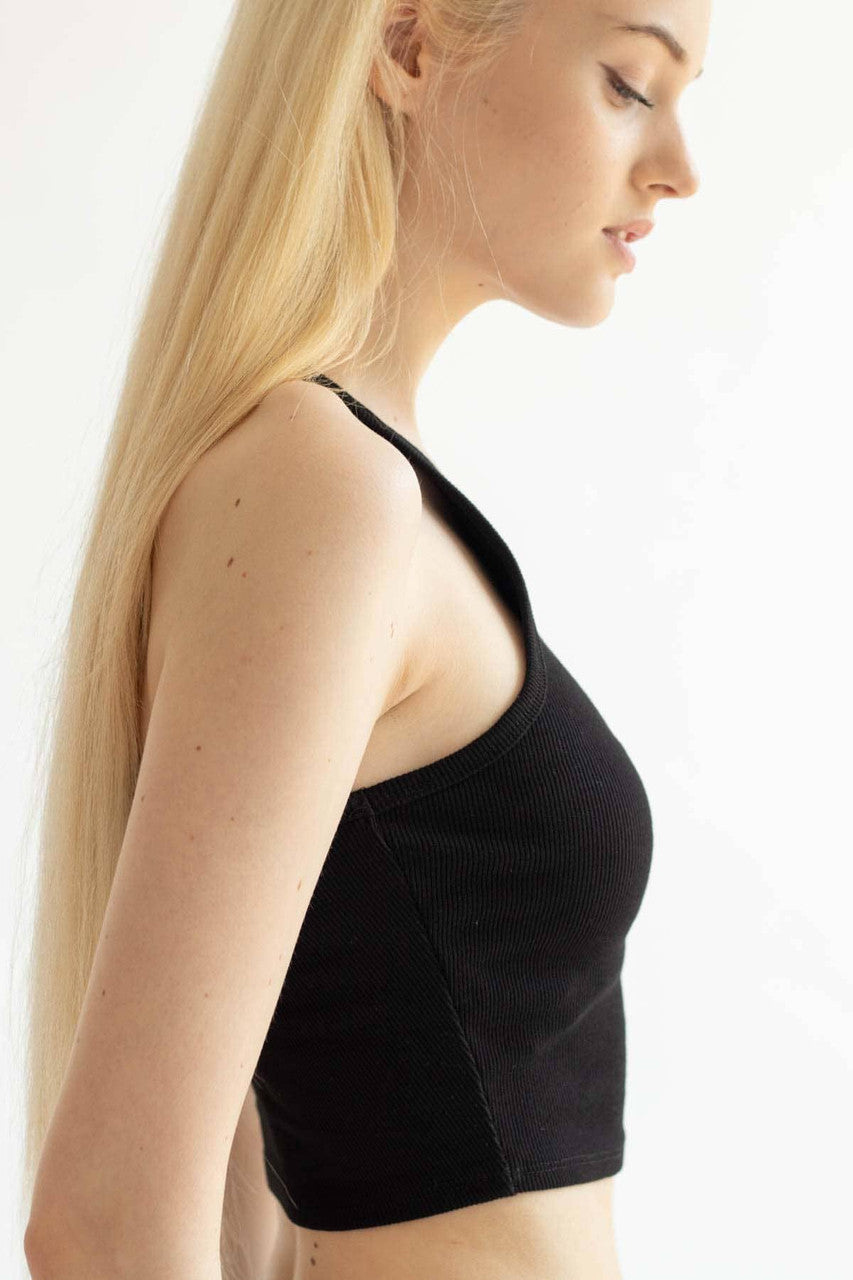 Black Seamless Ribbed Sports Bra