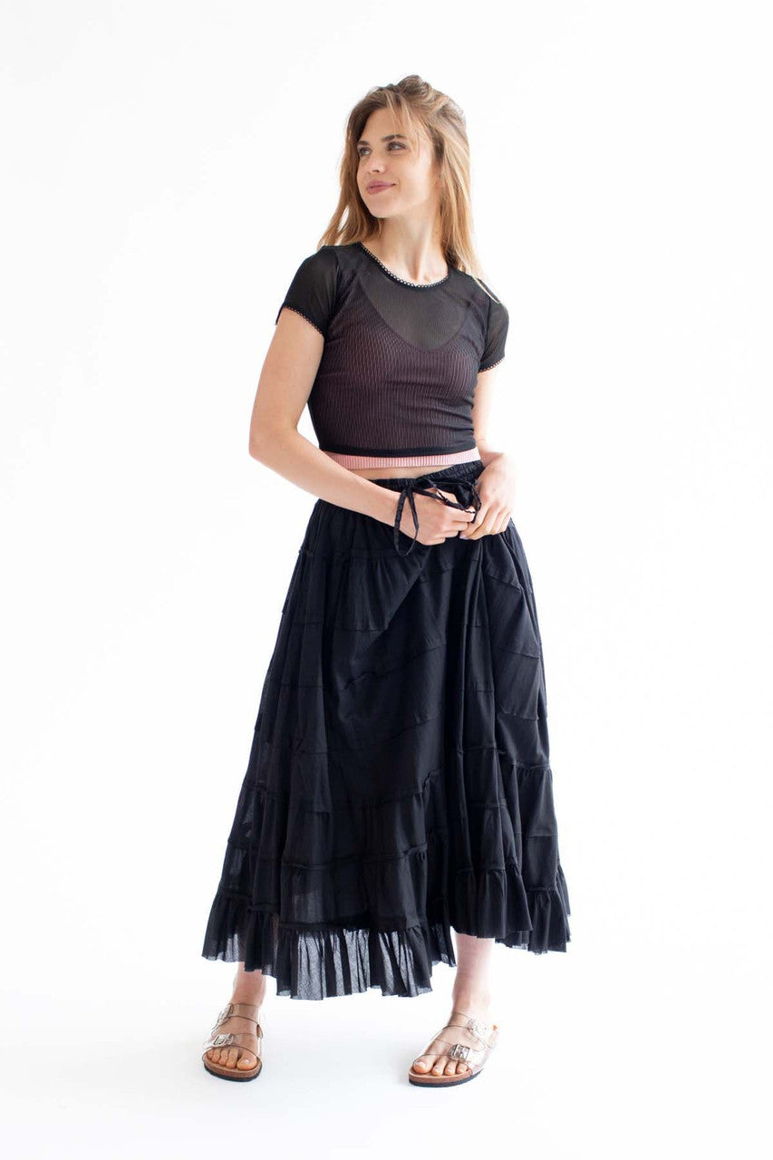 Black Ribbed Mesh Tee