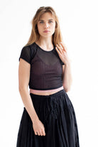 Black Ribbed Mesh Tee