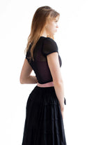 Black Ribbed Mesh Tee