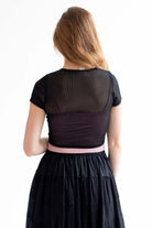 Black Ribbed Mesh Tee