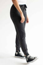 Black Space Dyed Ribbed Lounge Pants