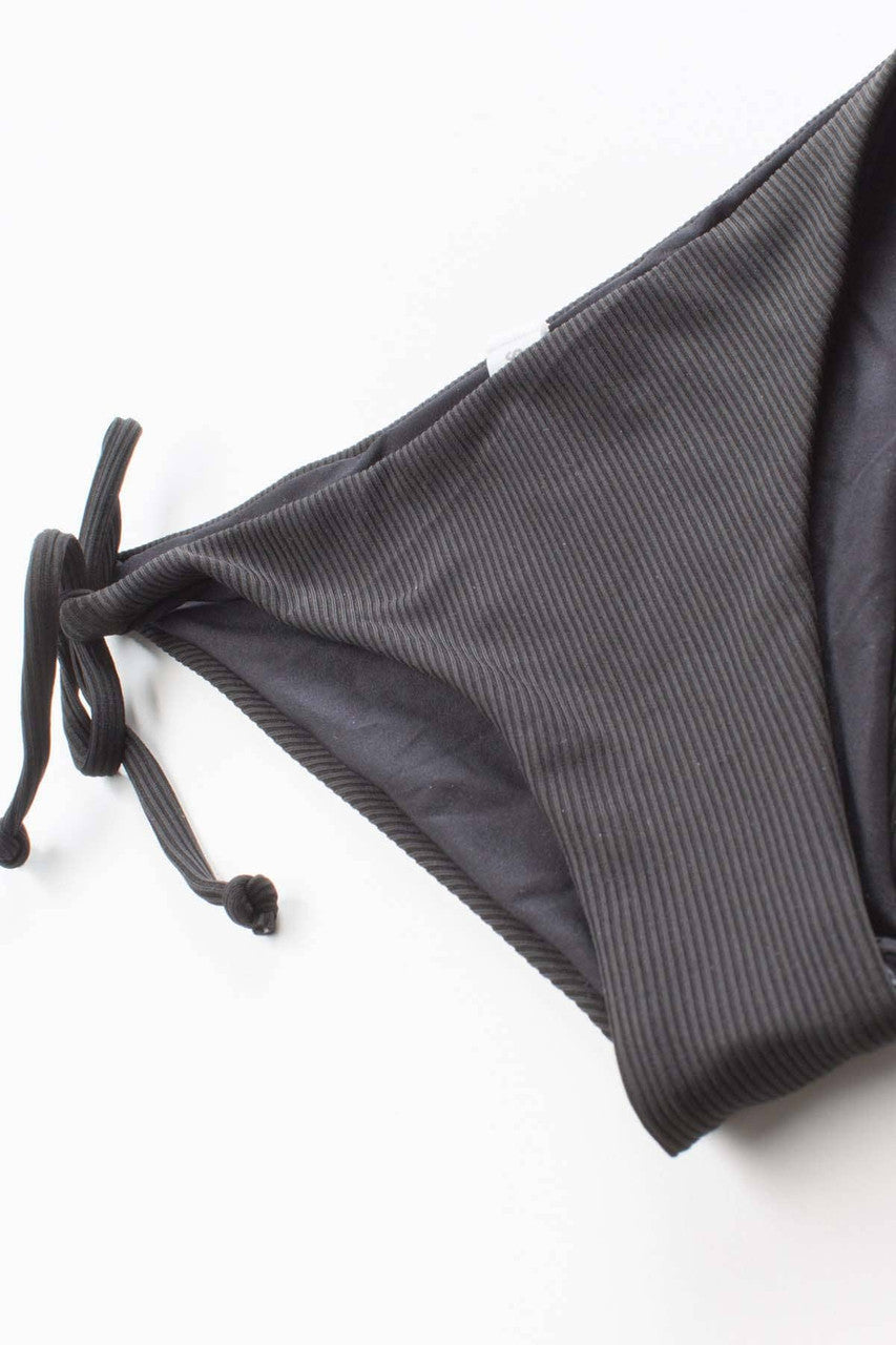Black Ribbed String Bikini Bottom