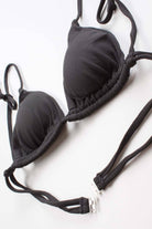 Black Ribbed String Bikini Top