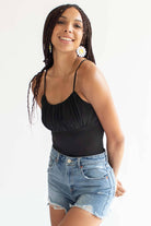 Black Ruched Bust Bodysuit