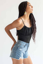 Black Ruched Bust Bodysuit