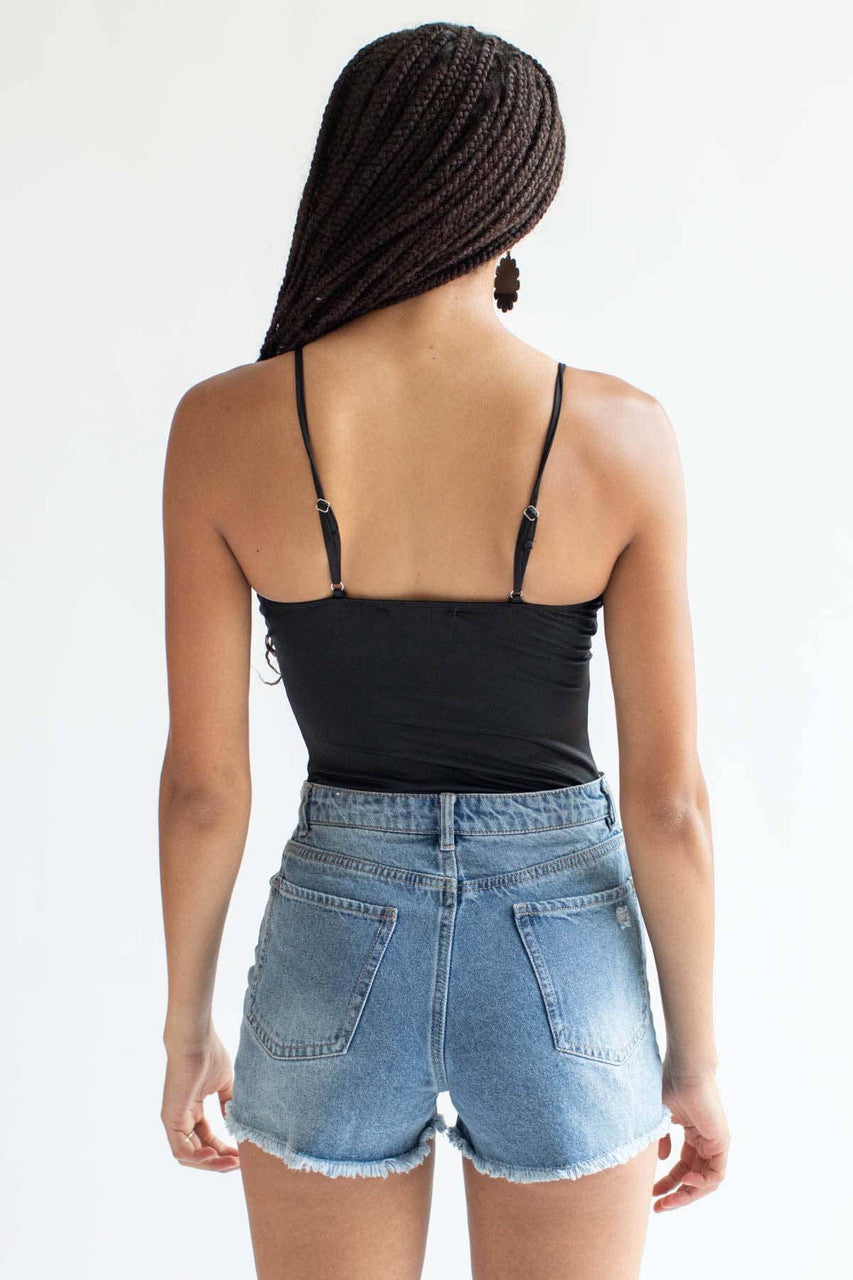 Black Ruched Bust Bodysuit
