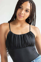 Black Ruched Bust Bodysuit