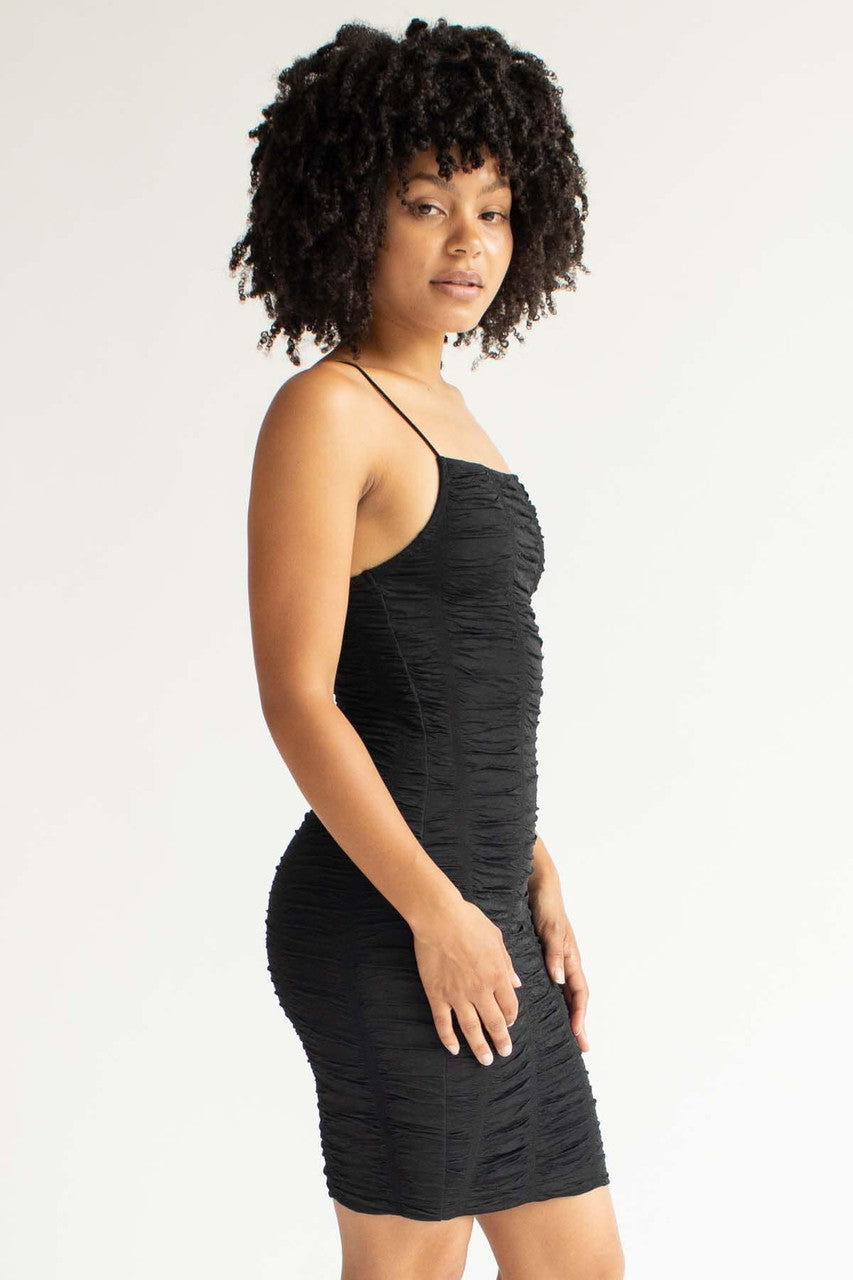 Black Ruched Mini Dress