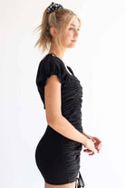 Black Ruched Body Mini Dress