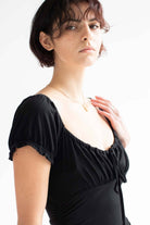 Black Ruched Side Milkmaid Dress