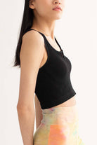Black Seamless Notched Ribbed Crop Tank