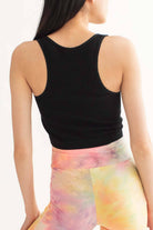 Black Seamless Notched Ribbed Crop Tank