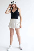 Black Ribbed Seamless V Neck Tank