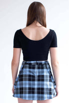 Black Ribbed Seamless V Neck Crop Tee