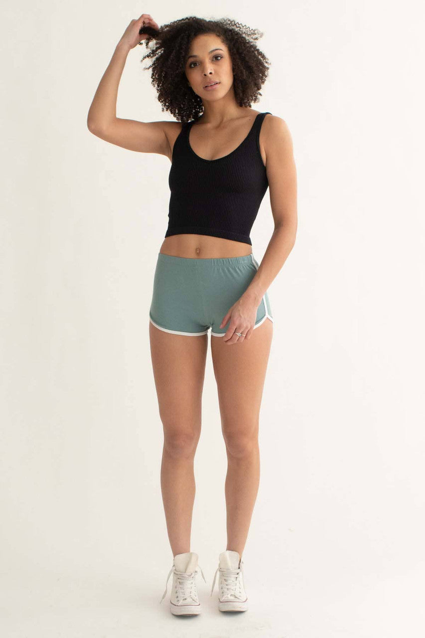 Black Ribbed Seamless Crop Tank