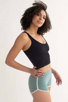 Black Ribbed Seamless Crop Tank