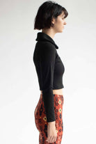 Black Sherpa Collared Zip Up Long Sleeve Top