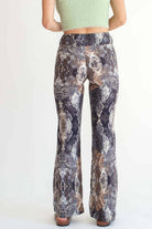 Black Snake Print Ribbed Bell Bottoms