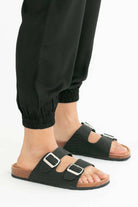 Black Snakeskin Print Sandals