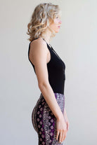 Black Snap Front Ribbed Bodysuit