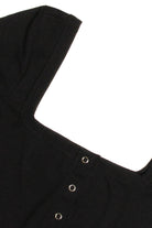 Black Square Neck Button Front Crop Tee