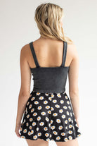 Black Stone Washed Seamless Ribbed Crop Tank