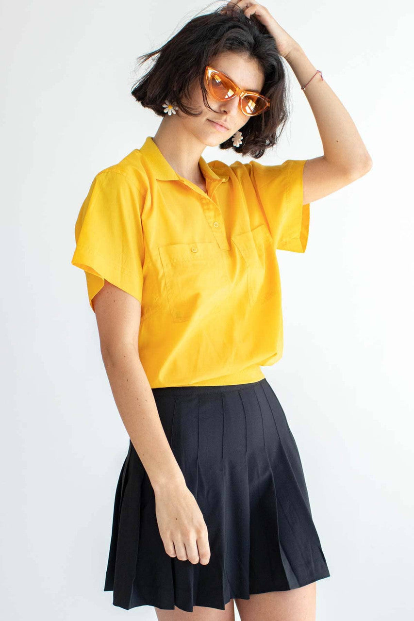 Vintage La Blouse Silky Polo Top