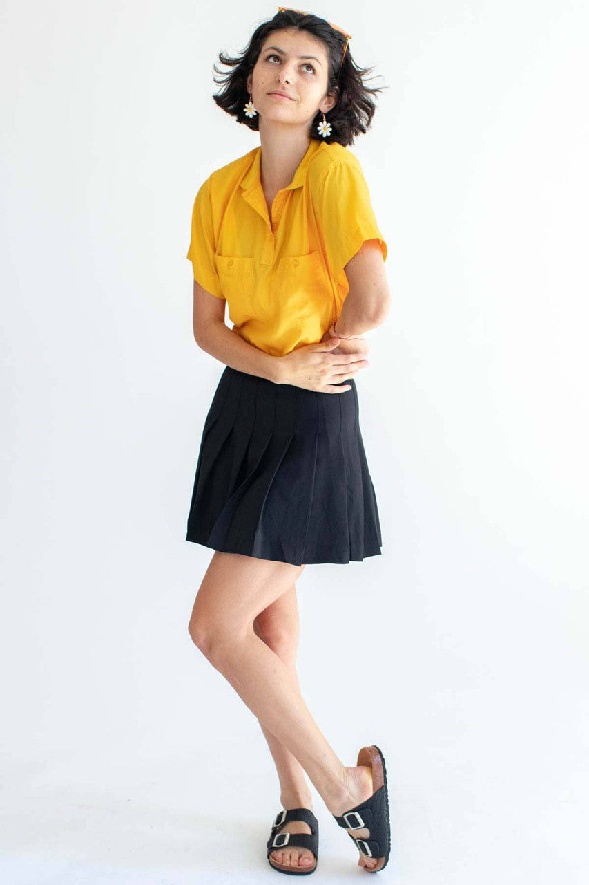 Vintage La Blouse Silky Polo Top