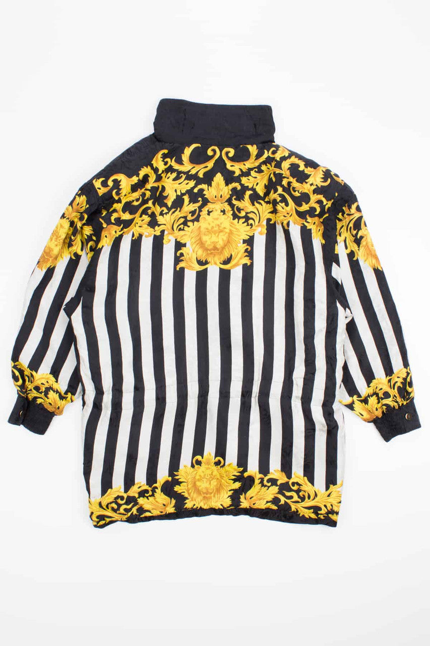 Black and White Stripe Silk Vintage Jacket