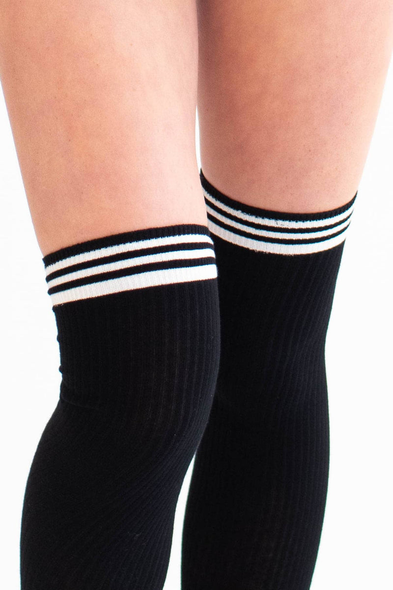 Black Stripe Thigh High Socks – Ragstock