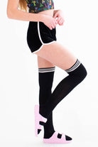 Black Stripe Thigh High Socks