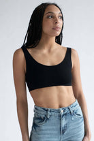 Black Terry Seamless Crop Tank