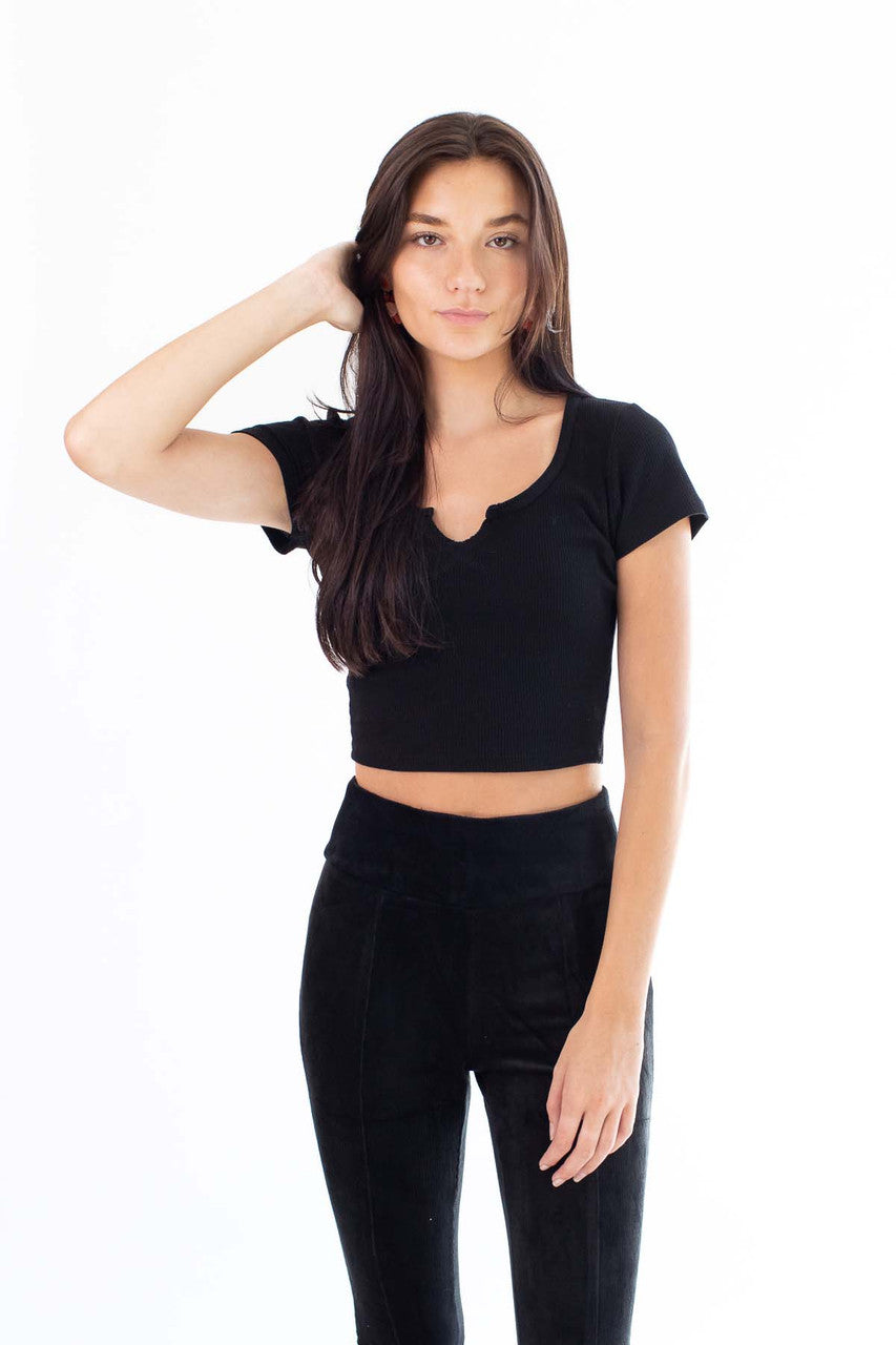 Black Thermal Notched T-Shirt