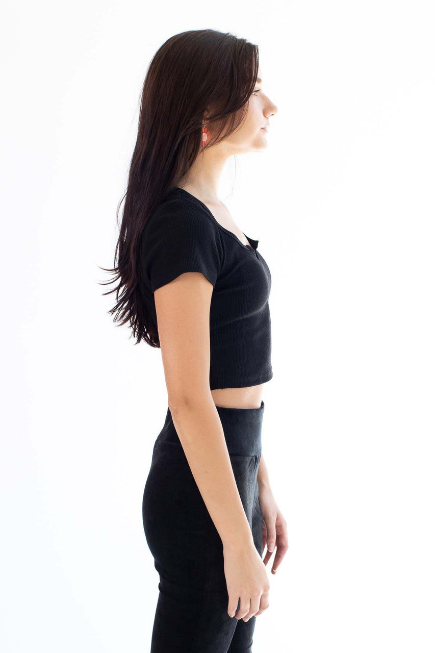 Black Thermal Notched T-Shirt