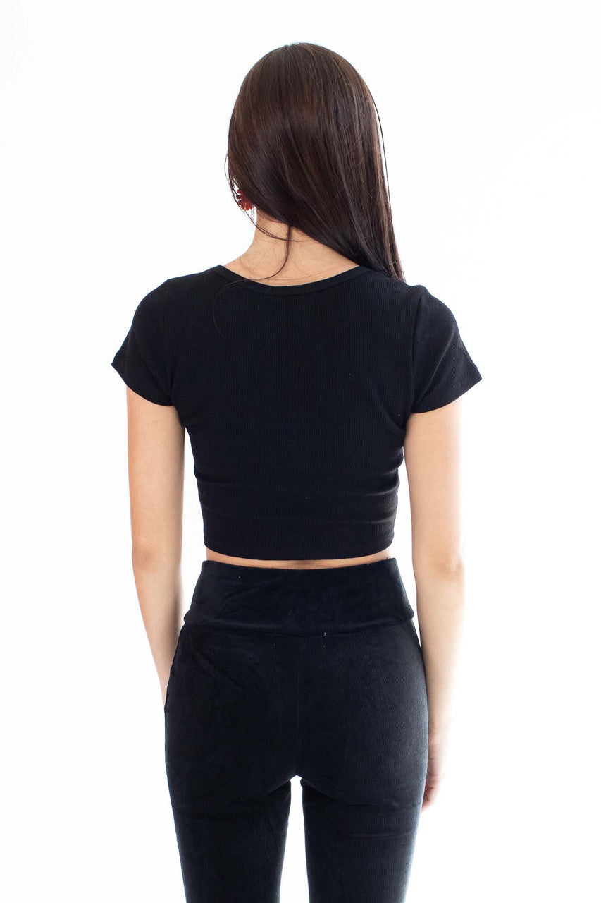 Black Thermal Notched T-Shirt