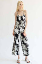 Black Tie Dye Print Jumpsuit