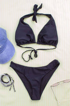 Black Tie Halter Bikini Top