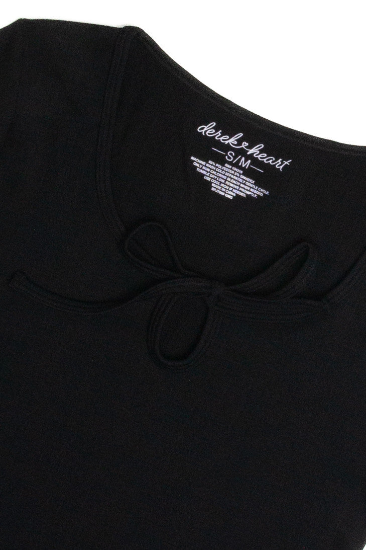 Black Tie Neck Seamless Tee