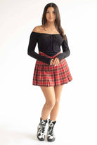 Black Triangle Hem Long Sleeve Top