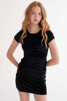 Black Velvet Cross Back Mini Dress
